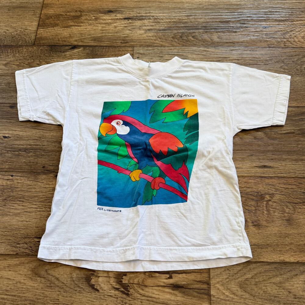 Vintage 90s Peer by Peter Mussfeldt Abstract Parrot Tee Shirt